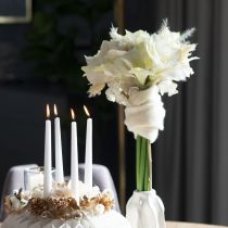 gjenstander Kunstig amaryllisblomst, hvit, med stilk, advent og jul, 50 cm