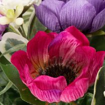 gjenstander Kunstig blomsterbukett med anemoner, vårdekorasjon, allsidig i et moderne design, 26 cm