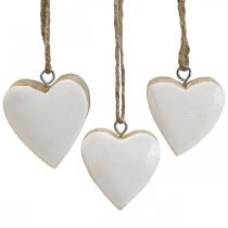 Anheng trehjerter dekorative hjerter hvit Ø5-5,5cm 12stk