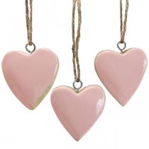 Anheng trehjerter dekorative hjerter rosa Ø5-5,5cm 12stk