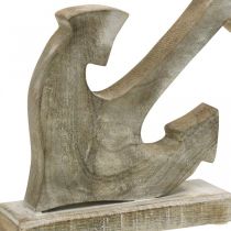 gjenstander Anker laget av tre, dekorativt anker, shabby chic, hvit, naturlig, 22 cm