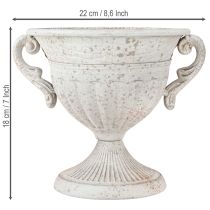 gjenstander Antikk trofé med håndtak metalldekor vintage grå hvit H18cm
