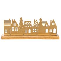 gjenstander Hussilhuettdekorasjon advent på trebase 29 cm