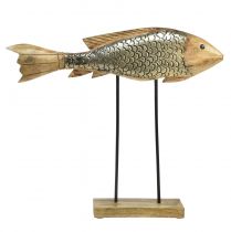 gjenstander Trefisk med metalldekor fiskedekor 35x7x29,5cm