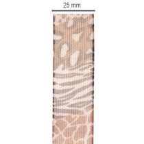 gjenstander Dekorativt bånd, dyreprint, leopardmønster, gavebånd, 25 mm bredt, 20 m langt