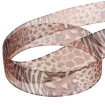 gjenstander Dekorativt bånd, dyreprint, leopardmønster, gavebånd, 25 mm bredt, 20 m langt
