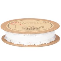 gjenstander Dekorativt hvitt bånd med hjerter for kreative håndverksideer, 20 mm x 15 m