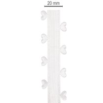 gjenstander Dekorativt hvitt bånd med hjerter for kreative håndverksideer, 20 mm x 15 m