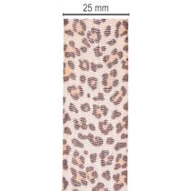 gjenstander Gavebånd med dyreprint leopard, 25 mm bredt, 18 m langt