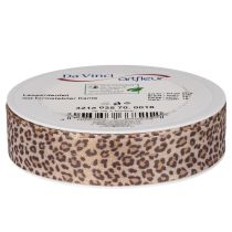 gjenstander Gavebånd med dyreprint leopard, 25 mm bredt, 18 m langt
