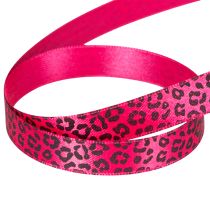gjenstander Dekorativt bånd med leopardmønster, rosa, 15 mm x 18 m