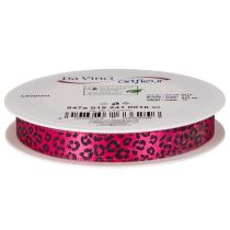 gjenstander Dekorativt bånd med leopardmønster, rosa, 15 mm x 18 m