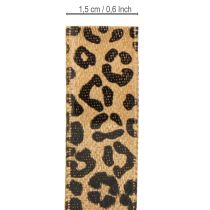 gjenstander Bånd Leopardmønster Silkebånd Brunt Svart 15mm 18m