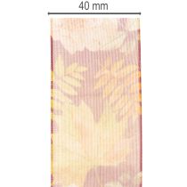 gjenstander Gavebånd i høstfarger, organzabånd med blomstermønster, 40 mm, 15 m