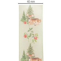 gjenstander Dekorativt bånd med hjortemotiv, skog og blomster, 40 mm x 15 m