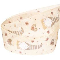 gjenstander Dekorativt bånd med nisser og hjerter til gaver og håndverk, 40 mm x 15 m