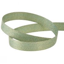 gjenstander Gavebånd bånd fiskebeinsmønster grønt gull 15mm 20m