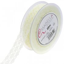 gjenstander Dekorativt bånd med blonder, blomstergavebånd, bryllupsdekorasjon lys gul B20mm L20m