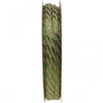 Dekorbånd lingrønt, naturlig 4mm gavebånd dekorativt bånd 20m