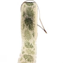 Dekorativt bånd regnskog bomullsbånd grønt 30mm 15m
