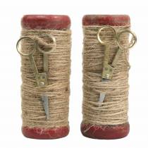 gjenstander Garnsnelle med dekorativ saks Ø6,5cm H15cm 2stk vintage stil