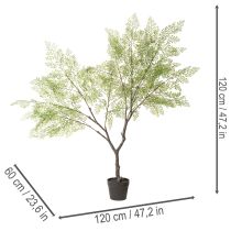 gjenstander Kunstig tre med fine blader, 120 cm