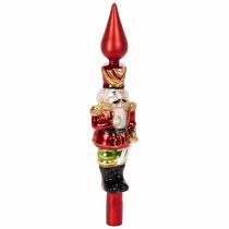 gjenstander Juletrepynt med nøtteknekkerfigur i rødt til juletreet 28 cm i ekte glass