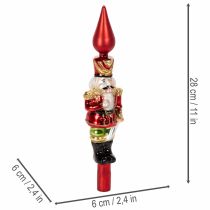 gjenstander Juletrepynt med nøtteknekkerfigur i rødt til juletreet 28 cm i ekte glass