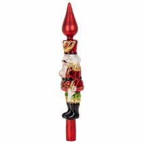 gjenstander Juletrepynt med nøtteknekkerfigur i rødt til juletreet 28 cm i ekte glass