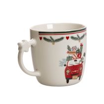 gjenstander Keramikkkrus med julemotiv, bil og gaver, 9 cm