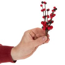 gjenstander Kunstig gren med røde bær, 15 cm, 6 stk.