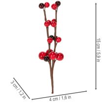 gjenstander Kunstig gren med røde bær, 15 cm, 6 stk.