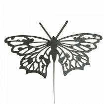 Blomsterplugg metall sommerfugl sort 10,5×8/44cm 3stk