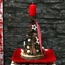 gjenstander Gavebånd med selvkant 15mm 20m rødrutet