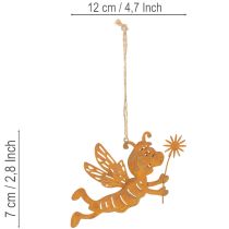 gjenstander Hengende biedekorasjon, rustfarget metall, sommerdekorasjon, 12 cm, 6 stk.