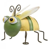 Hagefigur bie, dekorativ figur metallinsekt H9,5cm grønngul