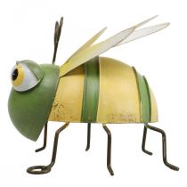 gjenstander Hagefigur bie, dekorativ figur metallinsekt H9,5cm grønngul
