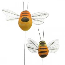 gjenstander Deco bee, vårdekor, bie on wire oransje, gul B5/6,5cm 12stk