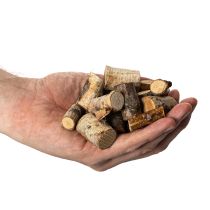gjenstander Dekorative bjørkevedbiter med bark til hobbyarbeid, 3 cm, 300 g