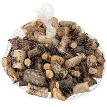 gjenstander Dekorative bjørkevedbiter med bark til hobbyarbeid, 3 cm, 300 g