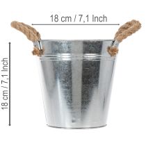 gjenstander Blank metallbøtte med tauhåndtak, Ø18 cm