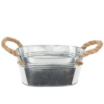 gjenstander Metallskål med tauhåndtak, sølv, 22 cm høy, 10 cm høy