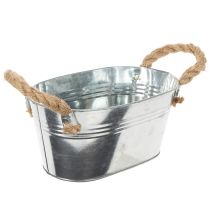 gjenstander Metallskål med tauhåndtak, sølv, 22 cm høy, 10 cm høy