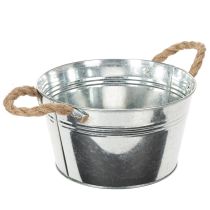 gjenstander Blank metallbolle med tauhåndtak, Ø22 cm