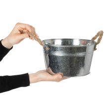 gjenstander Blank metallbolle med tauhåndtak, Ø22 cm