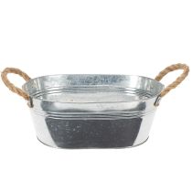 gjenstander Oval blikkskål i sølv 30 cm x 17 cm x 10 cm