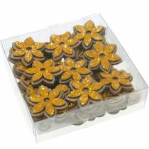 gjenstander Blomster og bier til strøing av oransje trestrødekorasjoner vår 36 stk