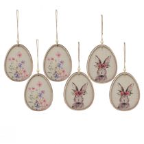 gjenstander Blomsterbilde kanin i egg Påskeegg dekorasjon tre 9,5×12cm 6 stk