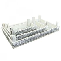 gjenstander Dekorativt brett i tre shabby chic arrangementsunderlag sett med 3