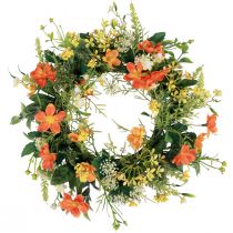 gjenstander Kunstig blomsterkrans anemoner oransje Ø30cm H9cm